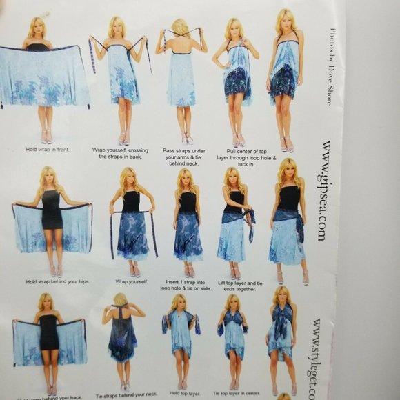 GipSea Styleget Womens Blue Paisley Silk Wrap Convertible Skirt Dress One Size - Picture 4 of 12